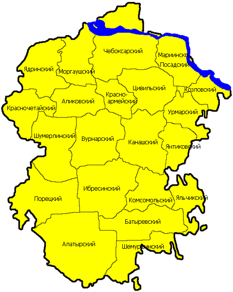 Карта Чувашская республика